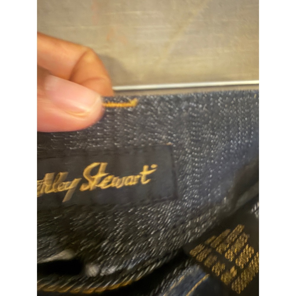 XL 155 Ashley Stewart NWT Dark Indigo Denim Pencil Skirt Contrast Stitch Pockets - Picture 5 of 7